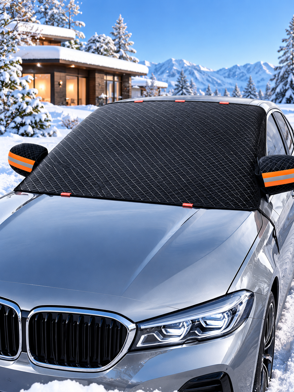 4-in-1 Car Windshield Cover – Snow, Frost & Sun Protection