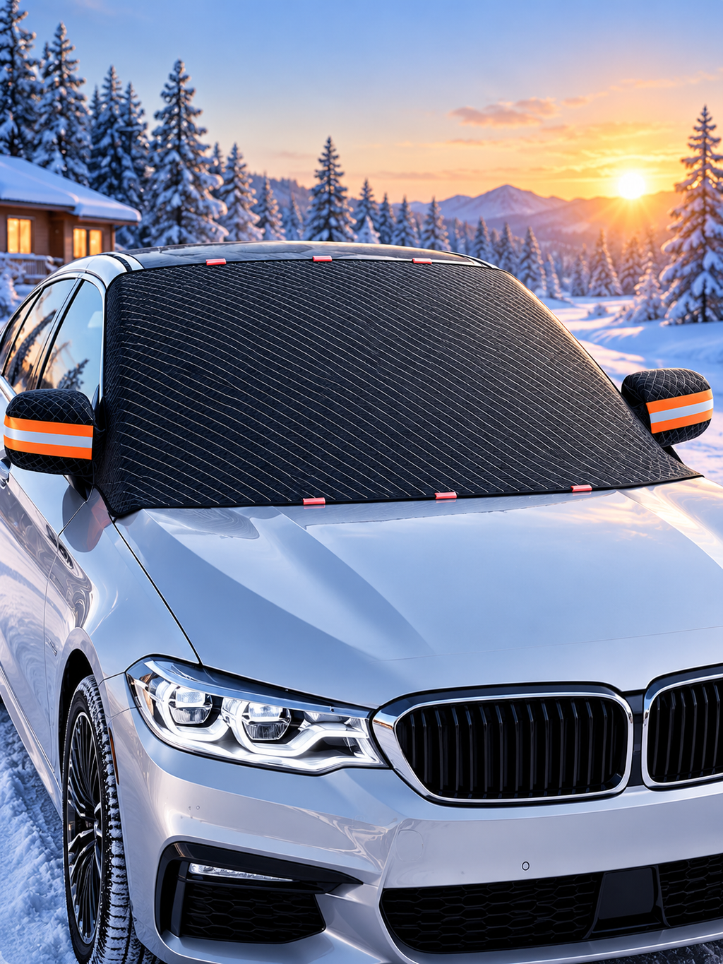 4-in-1 Car Windshield Cover – Snow, Frost & Sun Protection