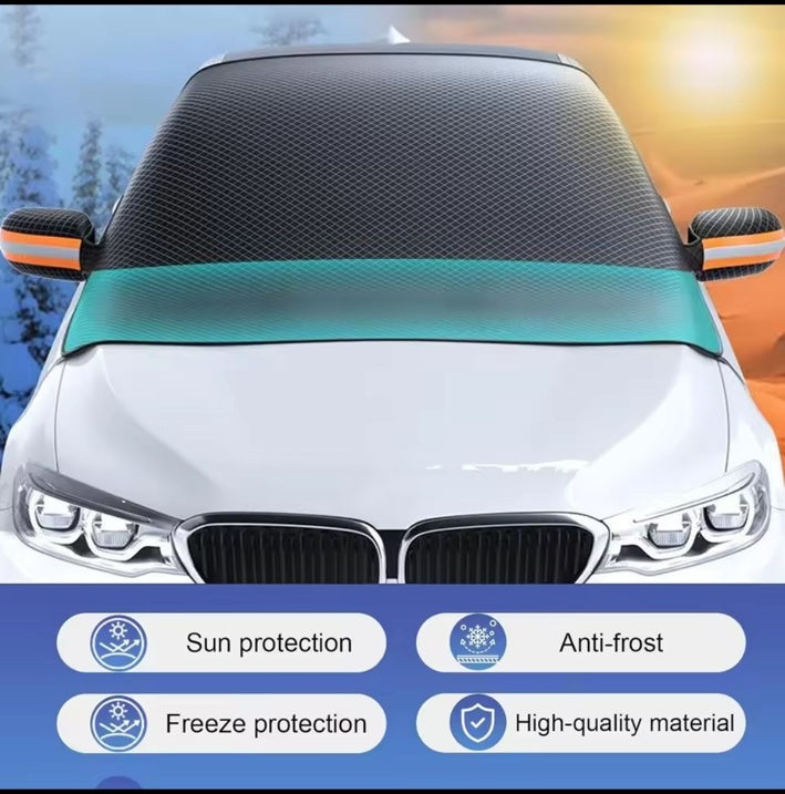4-in-1 Car Windshield Cover – Snow, Frost & Sun Protection